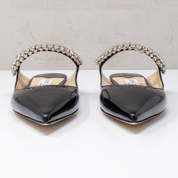 Jimmy Choo Bing Crystal Strap Patent Leather Flat Mules Size 6.5 US (36.5 EU) - Picture 6 of 9